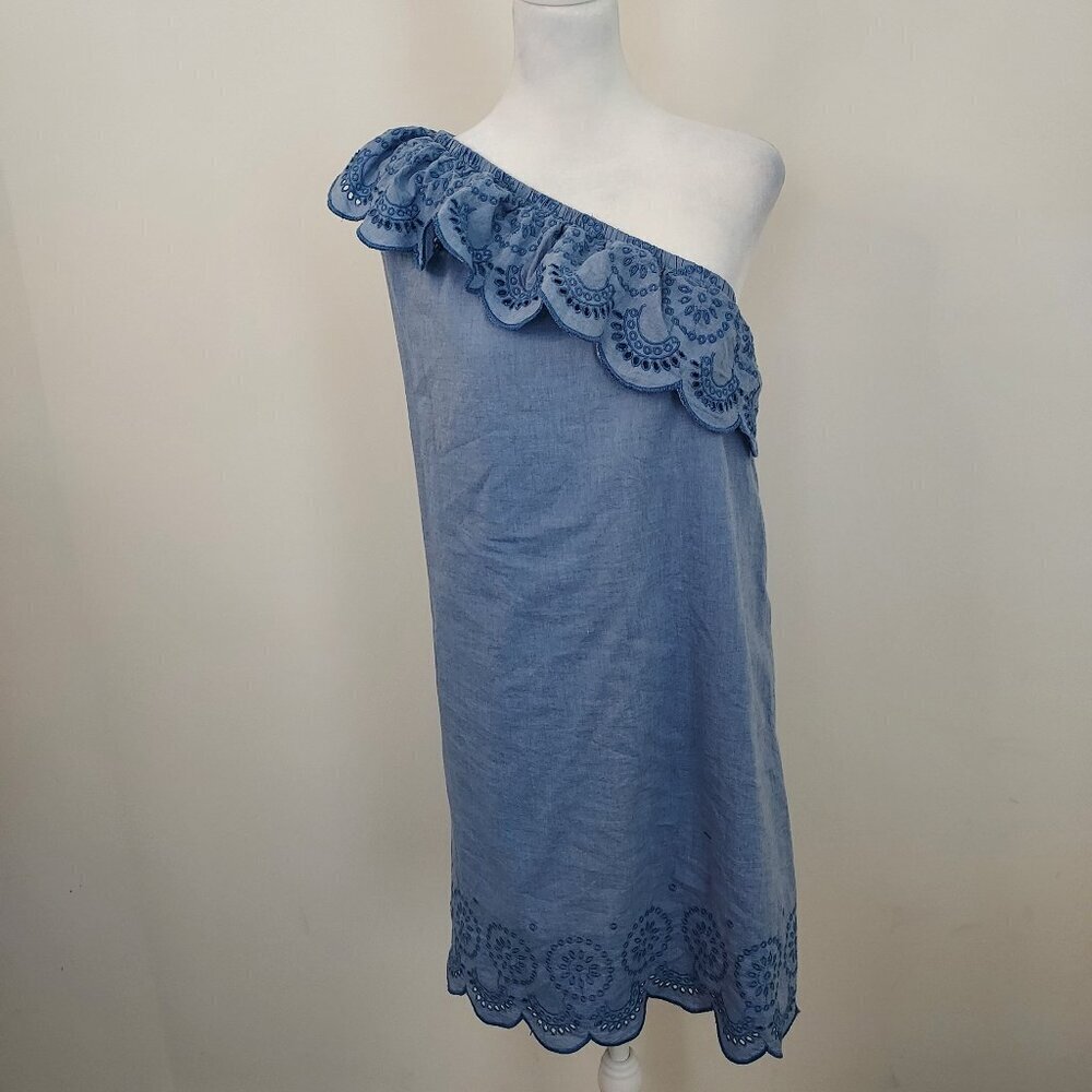 Vineyard Vines One Shoulder Eyelet Ruffle Dress Size Large